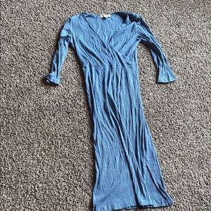 NWOT Amour Vert modal ribbed midi dress sky blue size large